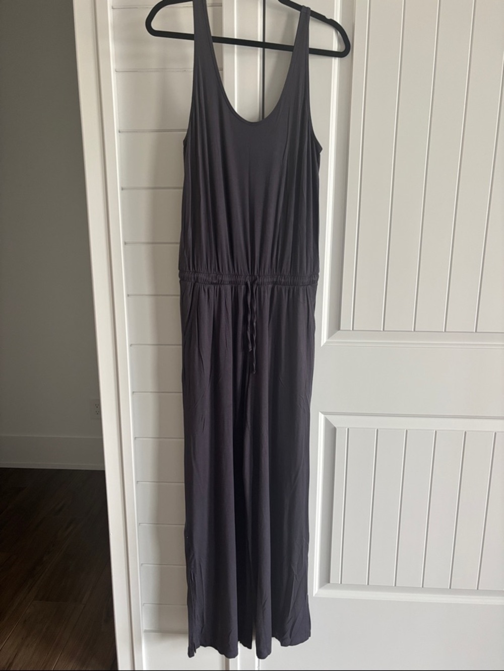 Athleta Purple Scoop-Neck Jumpsuit Romper with Drawstring Waist